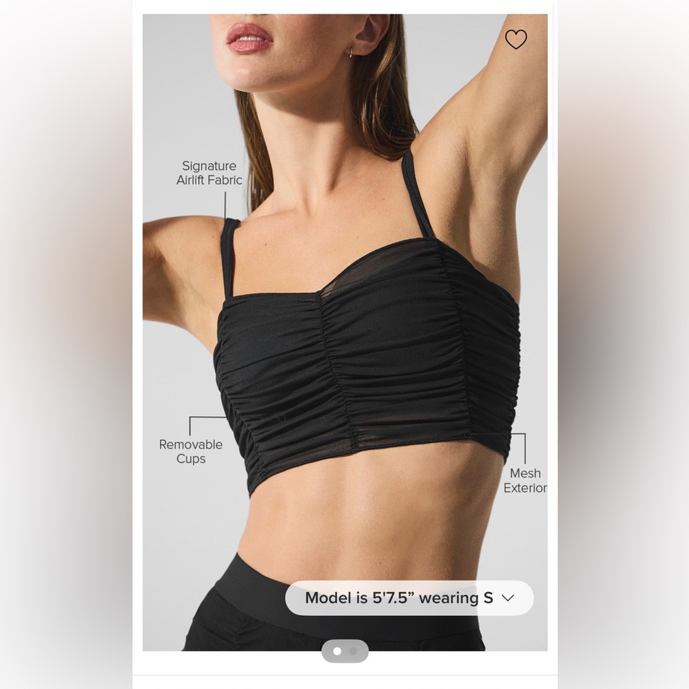 Alo Mesh Cherish Bra, Black, Small